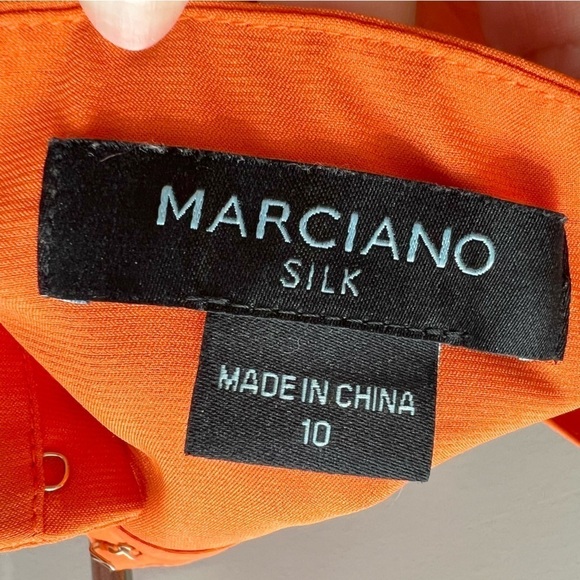 MARCIANO silk orange colourful print cut out mini dress 10 - Picture 15 of 16